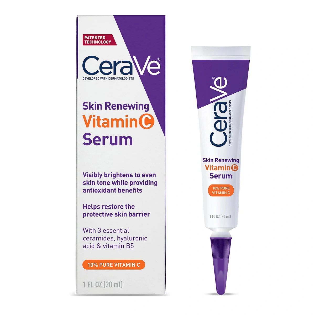 CeraVe 10% Pure Vitamin C Serum with Hyaluronic Acid and for Skin Brightening